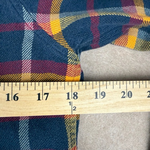 Patagonia Worn Wear S Fjord Flannel Shirt Organic Cotton Navy Gold Burgundy - Picture 9 of 13